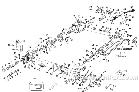 Page A Diagram and Parts List for 3052 Type 1 Black and Decker Circular Saw